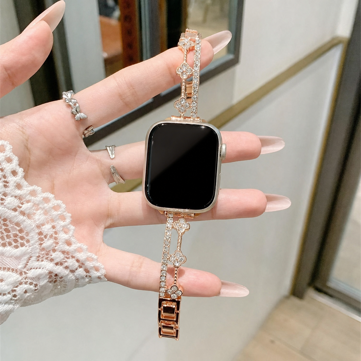 Flower Link Crystal-Inspired Bracelet Watch Band