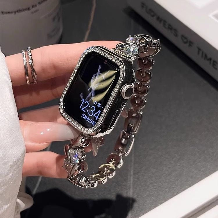 Gunmetal Crystal Marquise Link Apple Watch Band