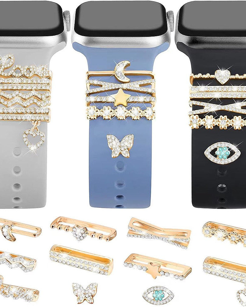 Celestial & Heart Crystal Watch Band Charm Set