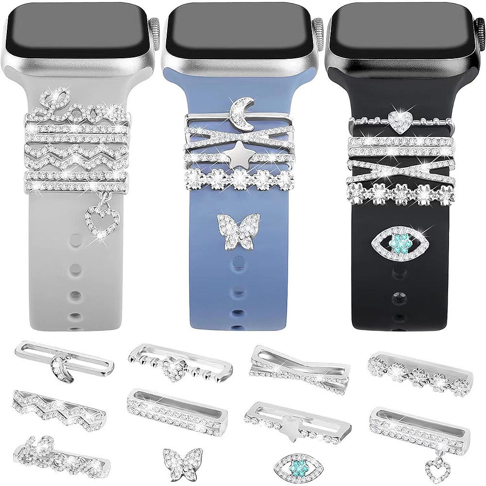 Celestial & Heart Crystal Watch Band Charm Set