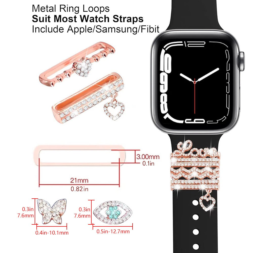 Celestial & Heart Crystal Watch Band Charm Set
