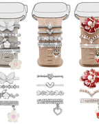 Floral Embossed Silicone Watch Band & Charm Set