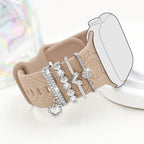 Floral Embossed Silicone Watch Band & Charm Set