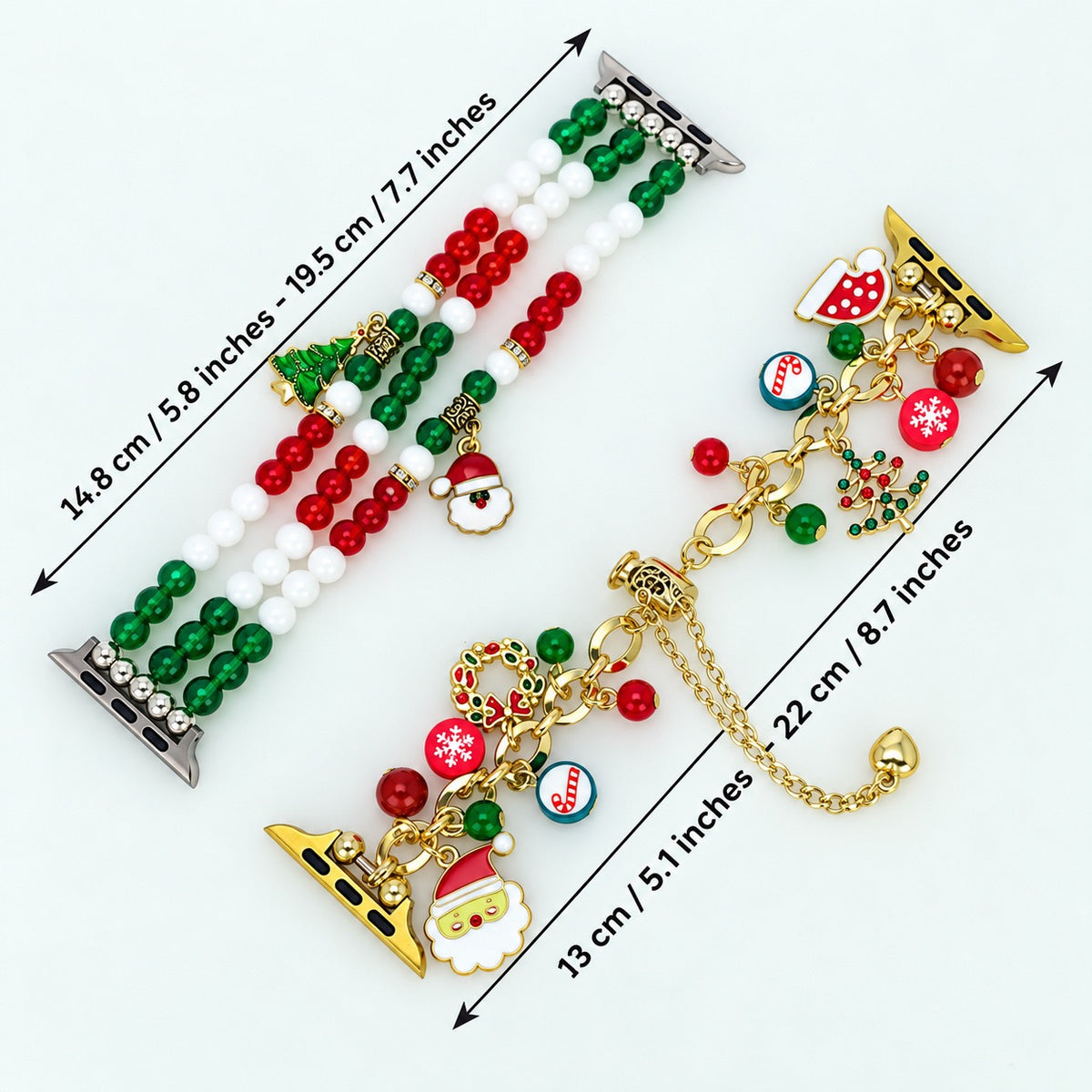 Christmas Beaded & Charm Chain Watch Band