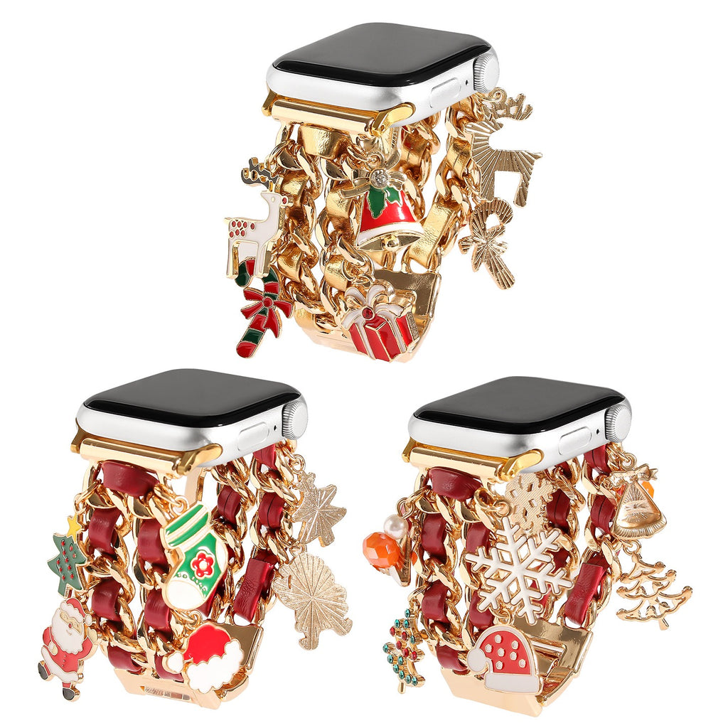 Burgundy Christmas Charm Chain Watch Band