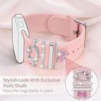 Pink Bow Crystal Watch Band Charm Set
