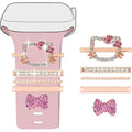 Pink Bow Crystal Watch Band Charm Set