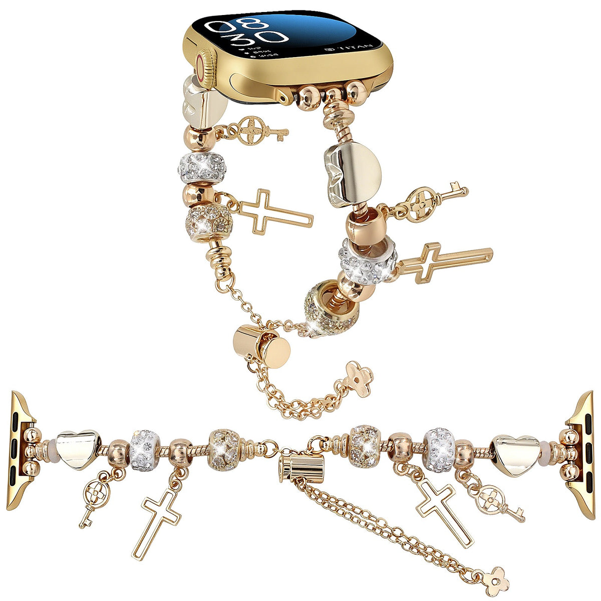Western Charm & Leopard Bead Watch Band