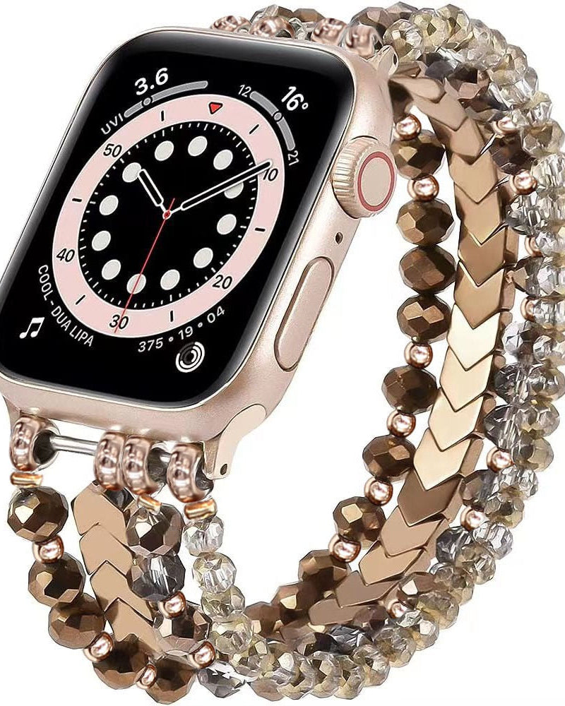 Rose Gold Crystal & Chevron Multi-Strand Watch Band