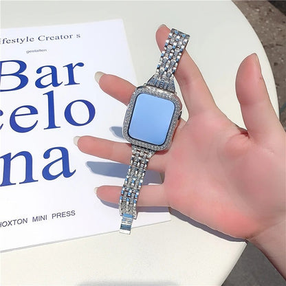 Five-Bead Crystal Stainless Steel Apple Watch Band