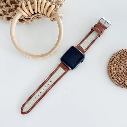 Stitching Leather Canvas Apple Watch Band