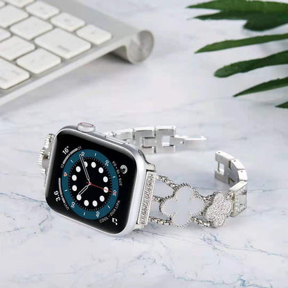 Crystal-embedded Clover Apple Watch Band