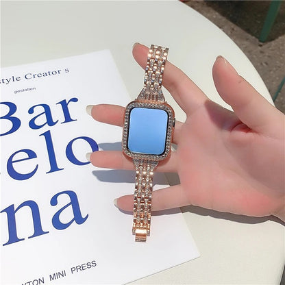 Five-Bead Crystal Stainless Steel Apple Watch Band