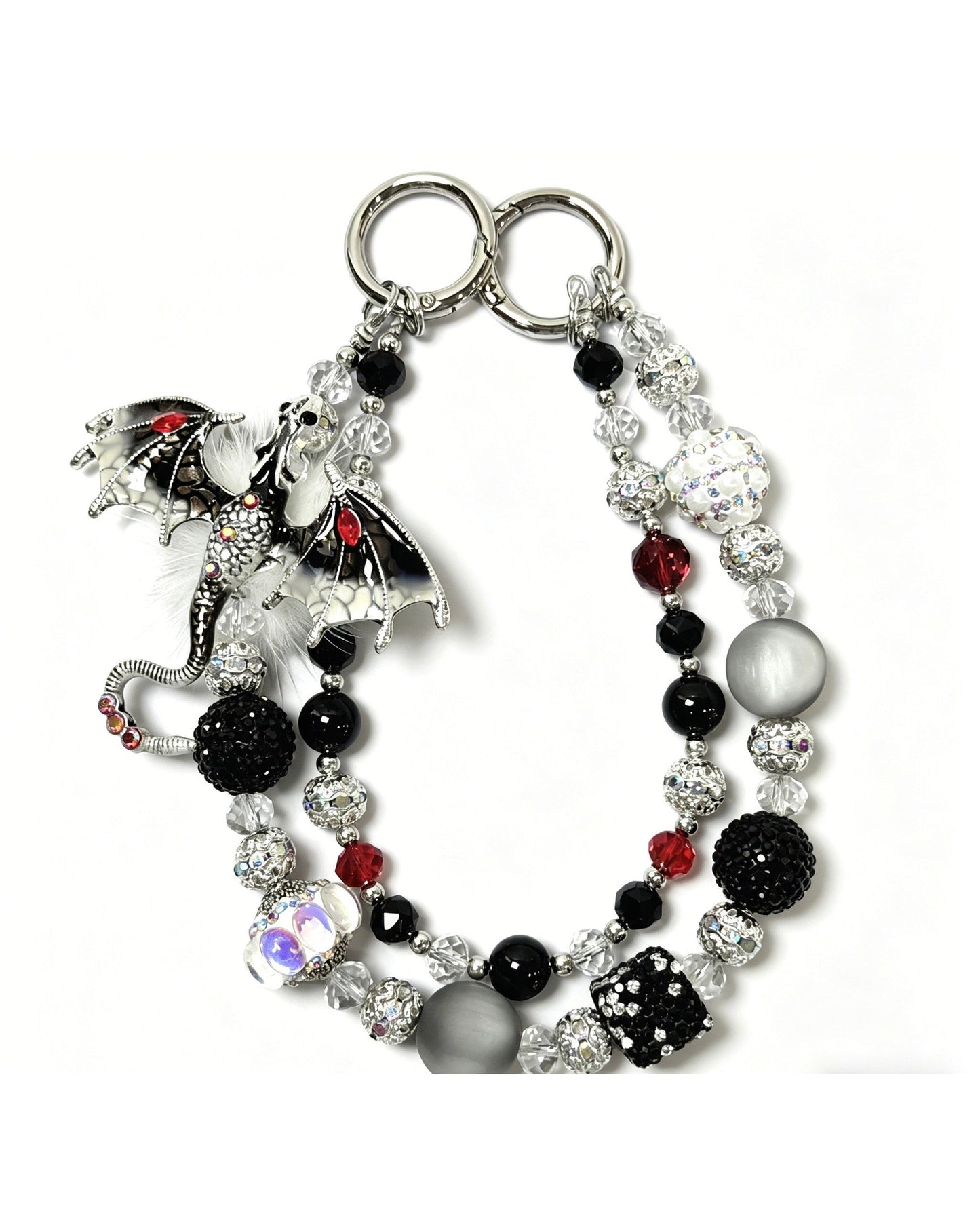 Dragon Beaded Phone and Bag Charm - white background product view