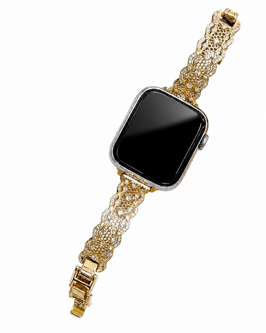 Gilded Filigree Crystal-Inspired Watch Band