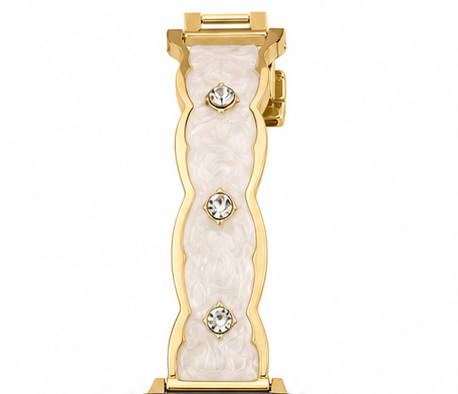Ivory Marble-Inspired Gold-Trim Watch Band