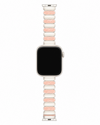 Blush pink and ivory resin-look watch band with rounded alternating links.